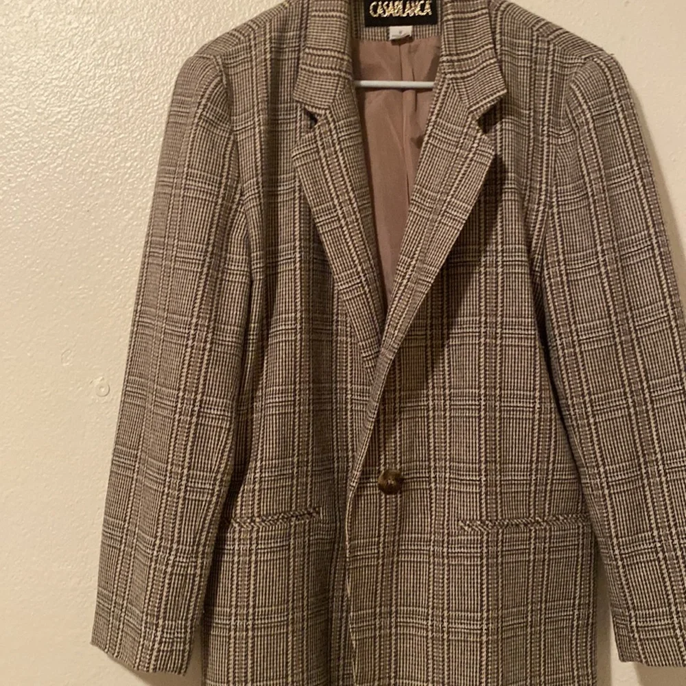Womens blazer size 8 plaid tan/brown/cream - Picture 3 of 3
